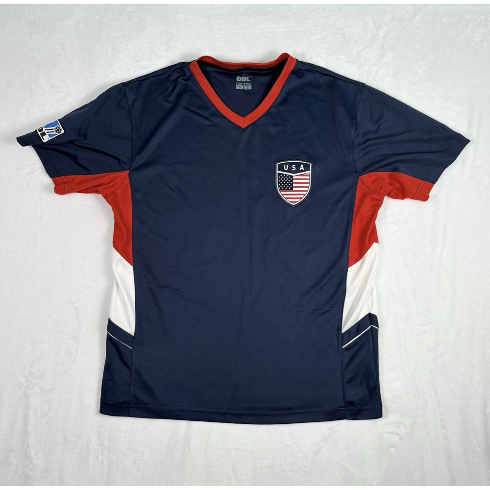 GOL USA Soccer Jersey Size Small Red White and Blue United States Flag‎ Sporty